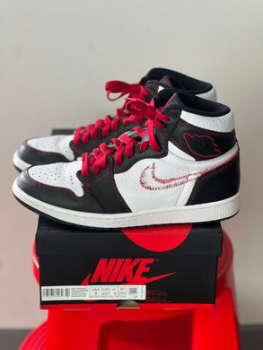 Jordan 1 Defiant White Black gym Red (Pre owned)