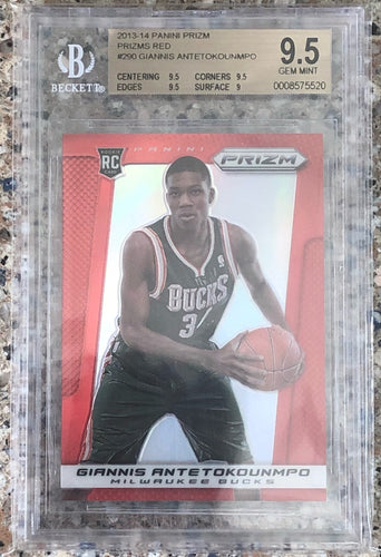 2013 Red Panini Prizm Giannis Antetokounmpo Rookie BGS 9.5